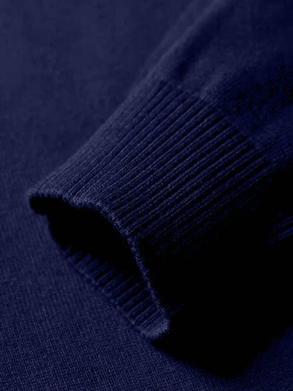 Navy Blue Casual Men's Stand Collar Zip-Up Sweater